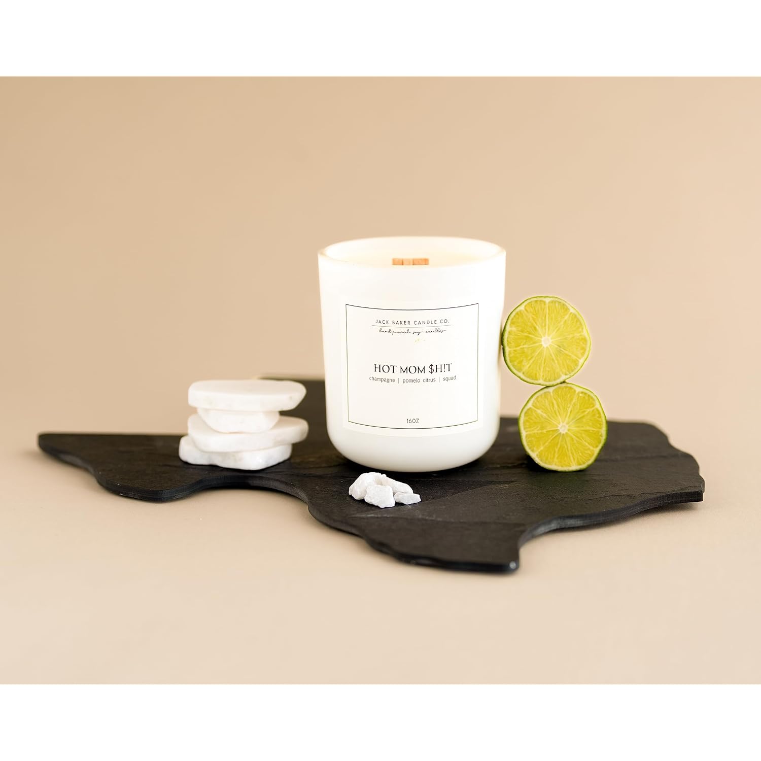 Hot Mom Ht Candle, Made With Soy Wax And Essential Oils, Champagne & Pomelo Citrus & Squad Fragrance, 16 Oz.