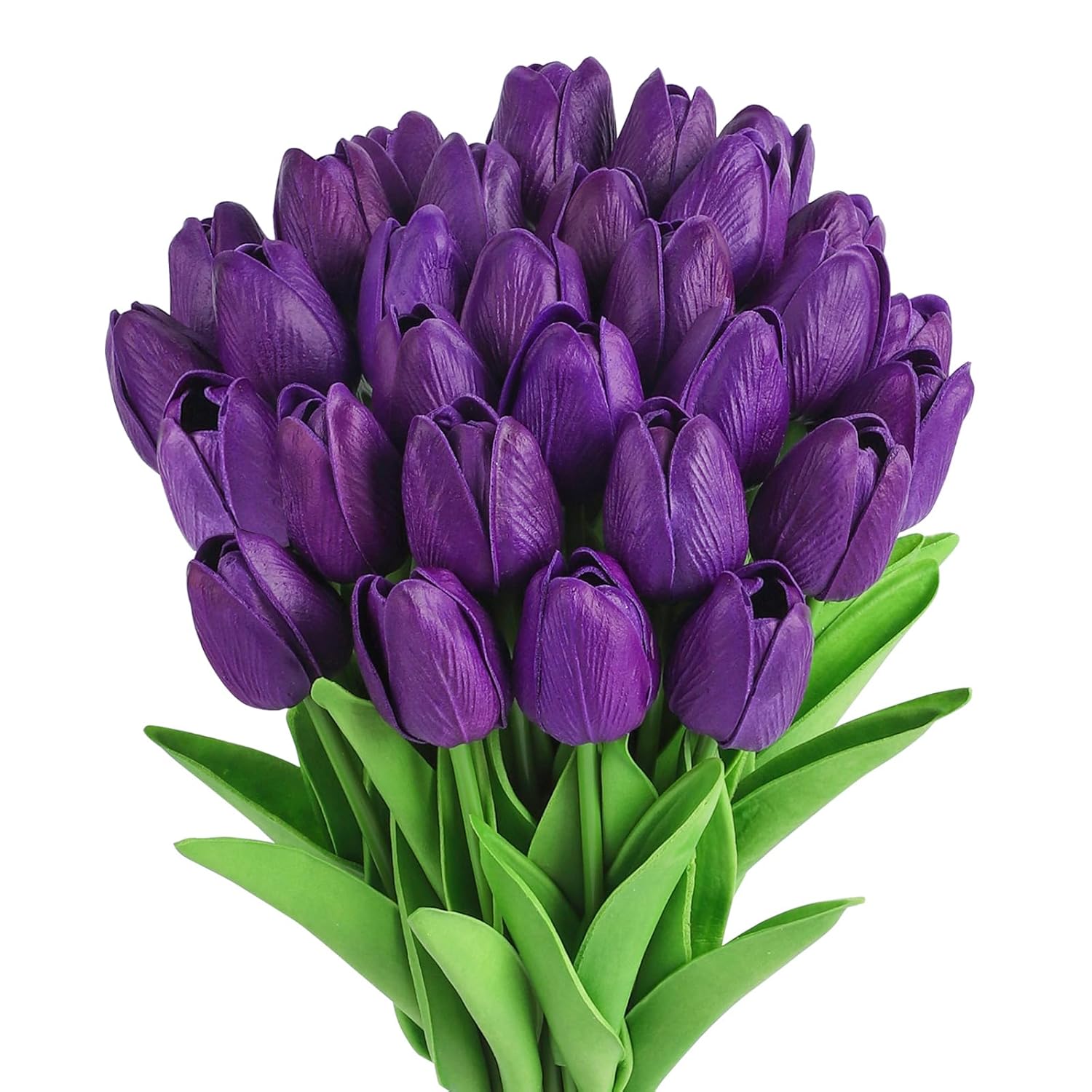 30 Pcs Artificial Tulip Flowers 13.7" Real Touch Fake Pu Tulips Bouquet Faux Purple Flowers For Floral Arrangements Table Centerpiece Kitchen Home Indoor Outdoor Summer Decorations
