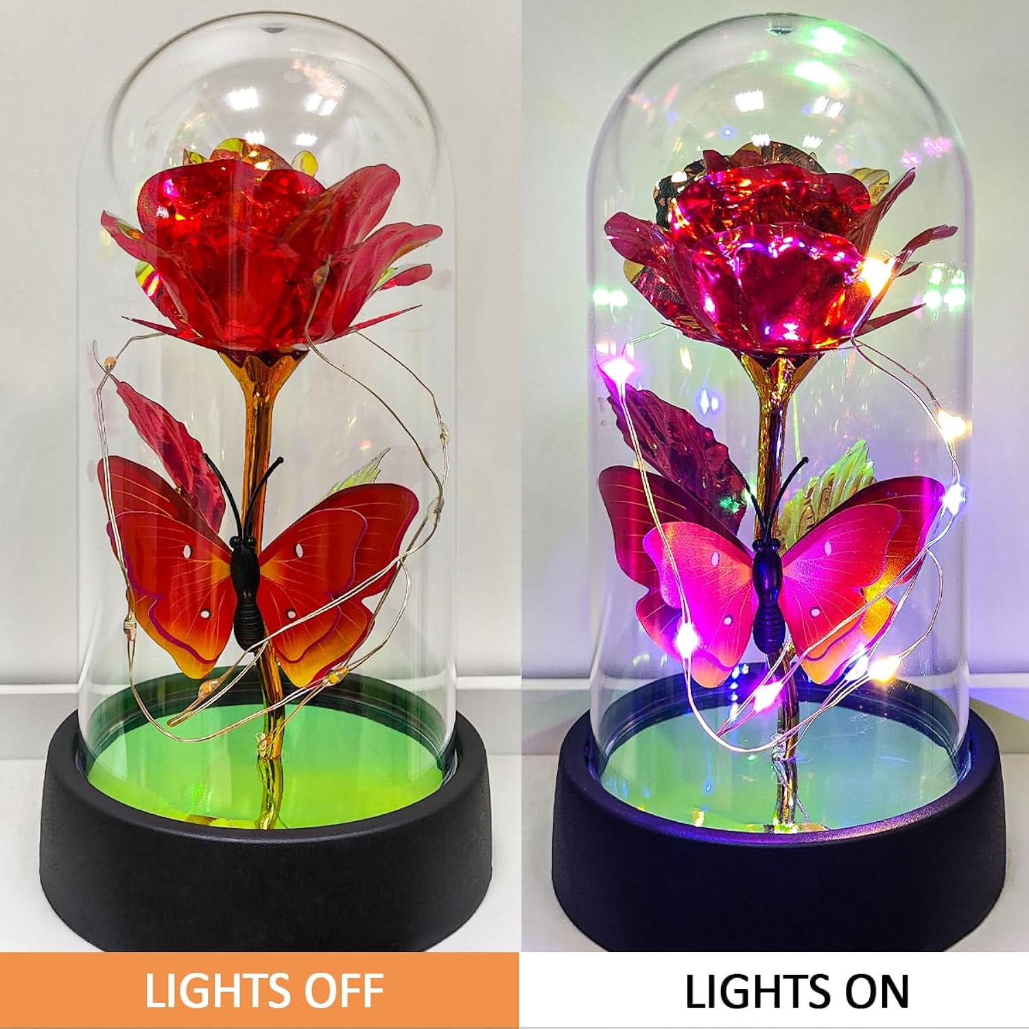 Glass Rose In Glass Dome, Light Up Flower, Eternal Roses - Valentines Day Gifts For Her, Mothers Day Roses Gifts For Mom, Womens Gifts For Christmas - Galaxy Rose, Birthday Gift