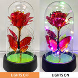 Glass Rose In Glass Dome, Light Up Flower, Eternal Roses - Valentines Day Gifts For Her, Mothers Day Roses Gifts For Mom, Womens Gifts For Christmas - Galaxy Rose, Birthday Gift