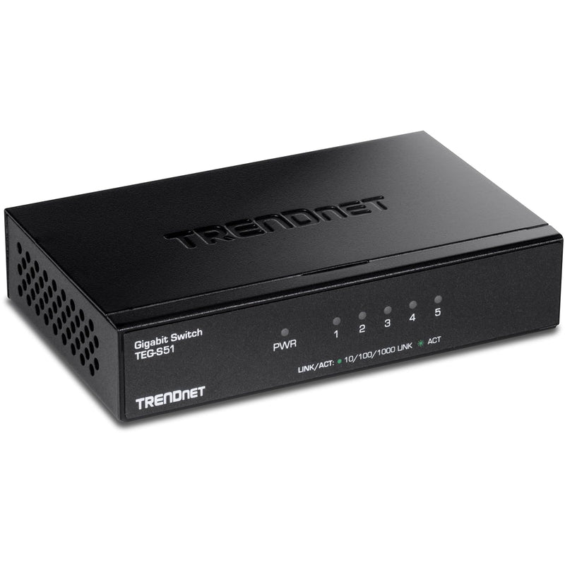 TRENDnet 5-Port Gigabit Desktop Switch, TEG-S51, 5 x Gigabit RJ-45 Ports, 10Gb