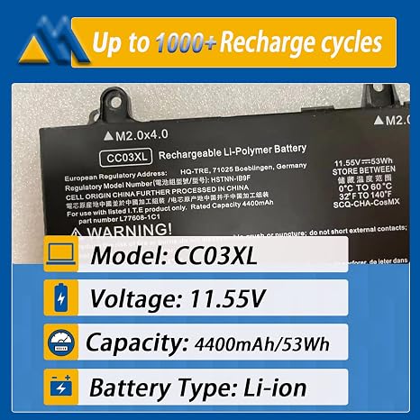 HP CC03XL 53Wh Replacement Battery ZBook Firefly 14 G7 G8 EliteBook 840