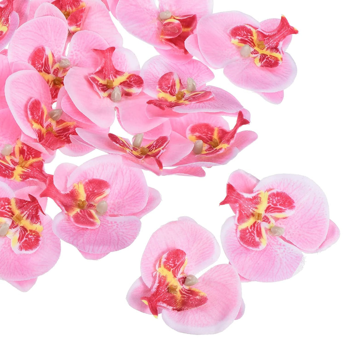 2.8" Artificial Orchid Flower Heads, 20 Pack Silk Phalaenopsis Fake Butterfly Orchid Heads For Wedding Floral Bouquet Decor Diy Craft Making, Pink