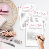 Wedding Game Set - 30 Pcs Pink Bow Over Or Under Engagement Game Cards, Bridal Shower Double-Sided Fill In Style Game Cards, Party Game & Activities - A04