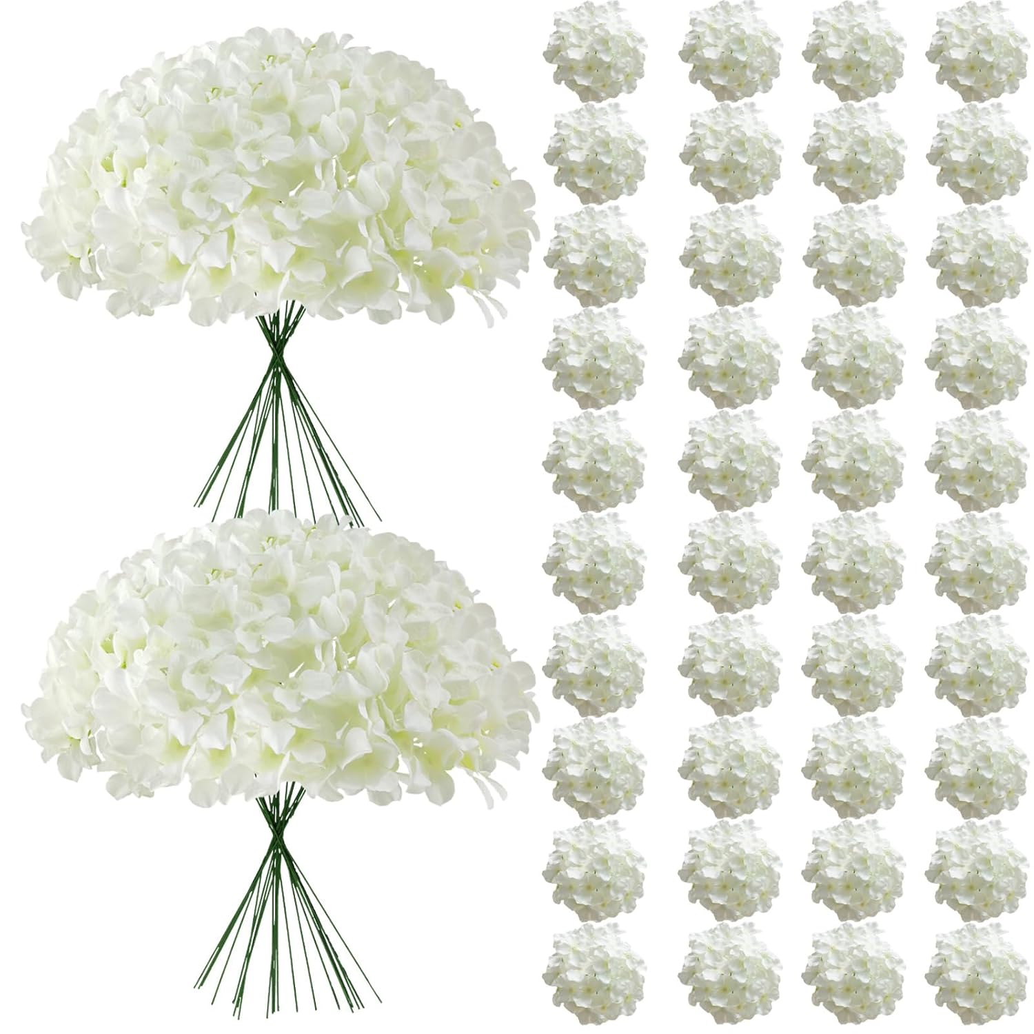 65Pcs White Hydrangea Artificial Flowers Bulk?Realistic Silk Fake Flowers With Stems?Faux Hydrangea Flowers For Wedding Home Decor Centerpieces Living Room Garden Party Baby Shower Decoration