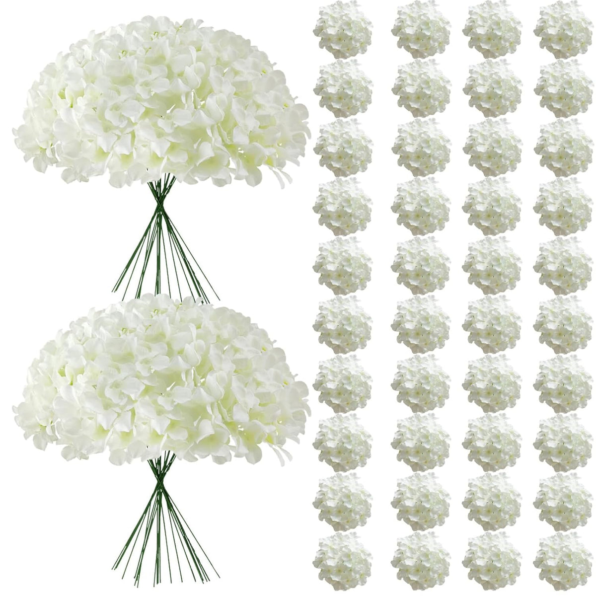 65Pcs White Hydrangea Artificial Flowers Bulk?Realistic Silk Fake Flowers With Stems?Faux Hydrangea Flowers For Wedding Home Decor Centerpieces Living Room Garden Party Baby Shower Decoration