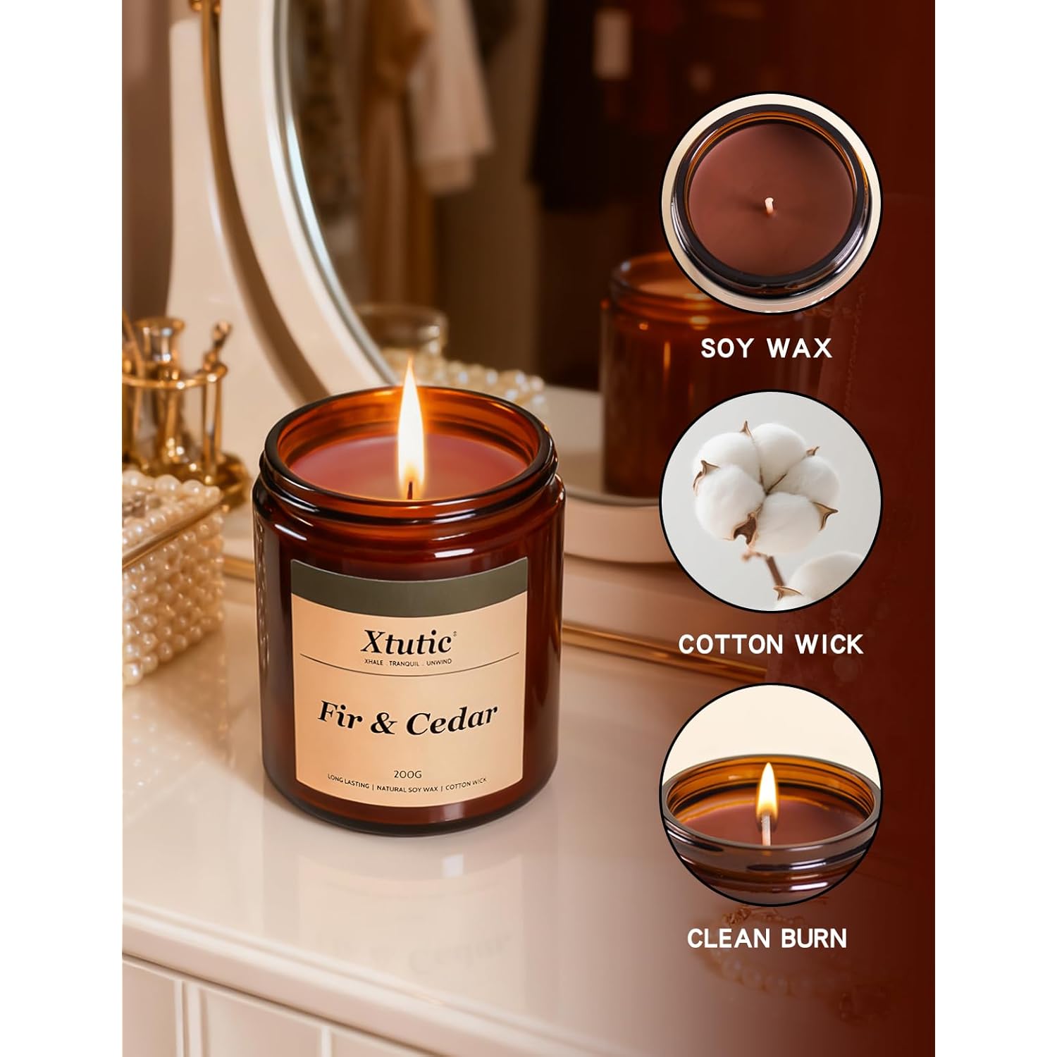 Brown Soy Wax Candle Gift Set - 28Oz Large Jar,200-Hour Burn Time,Home Fragrance For Relaxation, Meditation,Gifts For Women, Housewarming, Home Decor