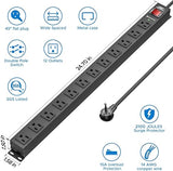 12 Outlet Metal Power Strip 2100J Surge Protector 6FT Cord Wide Spaced