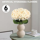 6 Pcs Artificial Hydrangea Flowers, Faux Silk Hydrangea With Long Stems, Home Wedding Decor, Table Centerpieces, Party Decorations(Champagne)