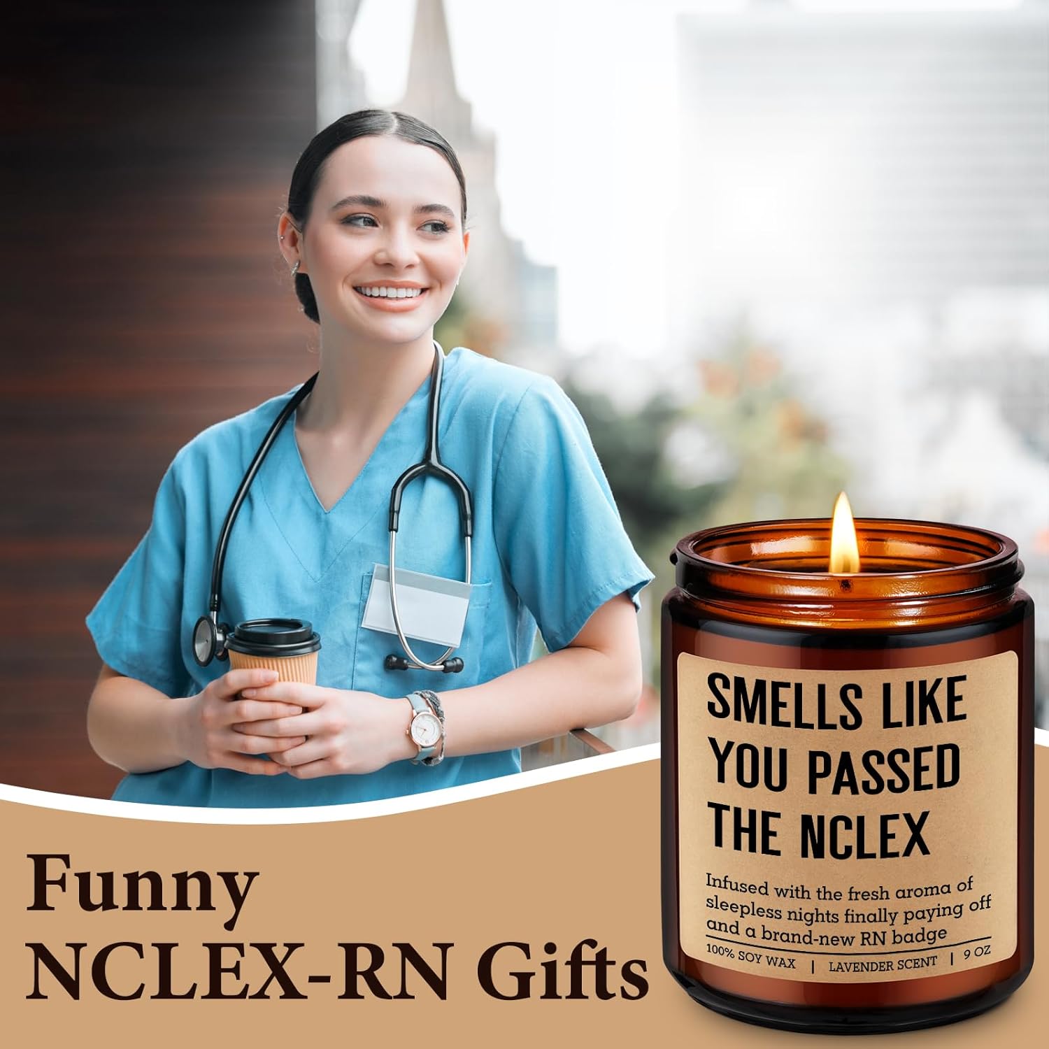 Candle, Passed The Nclex, New Rn Gifts For Nurses, Registered Nurse Gifts For Women Men, Funny Valentines, Graduation, Future Rn Congratulations Presents Ideas For Nursing School Student, Grad