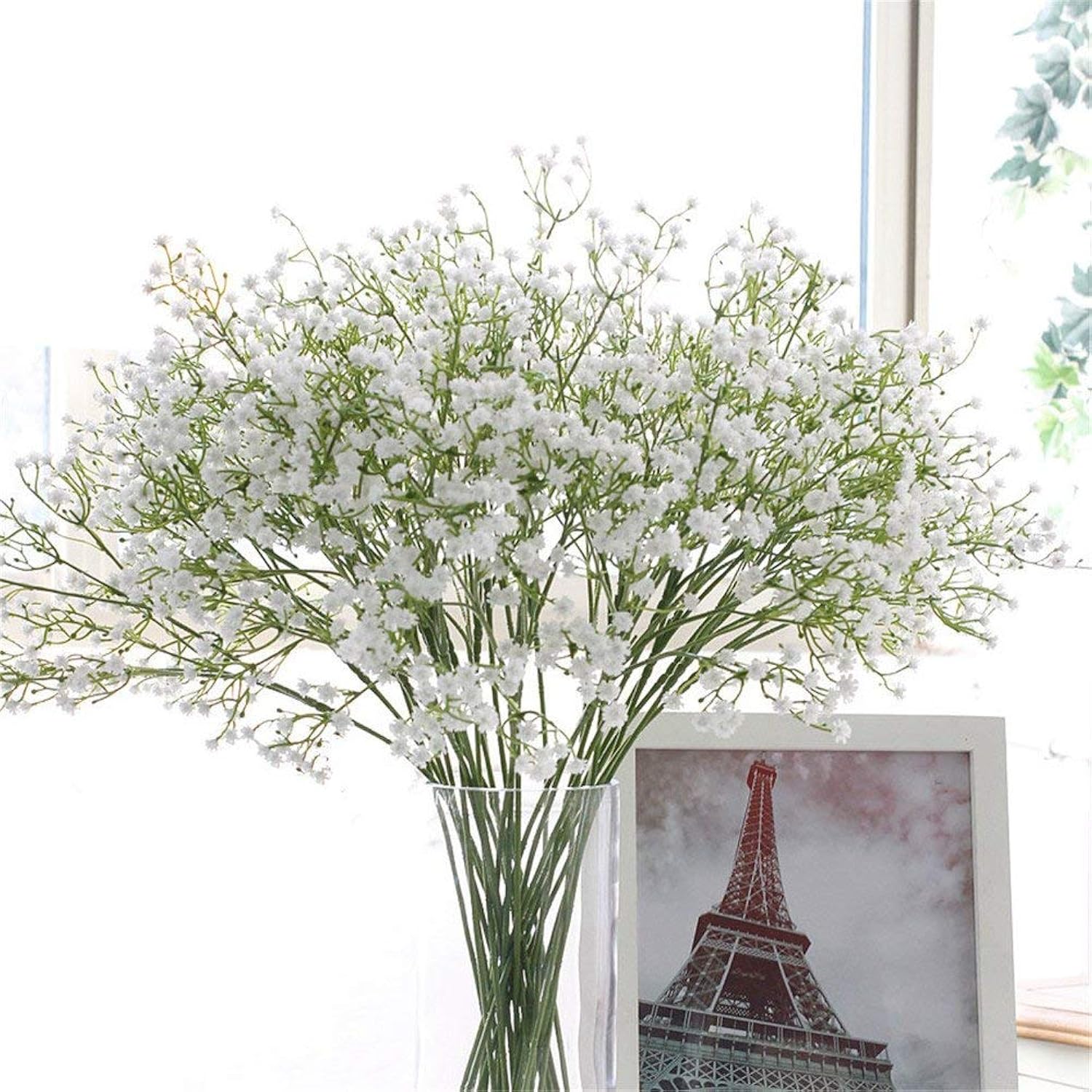 Artificial Flowers 9Pcs 21" Baby Breath/Gypsophila Fake Silk Plants Wedding Party Decoration Real Touch Flowers Diy Home Garden, White