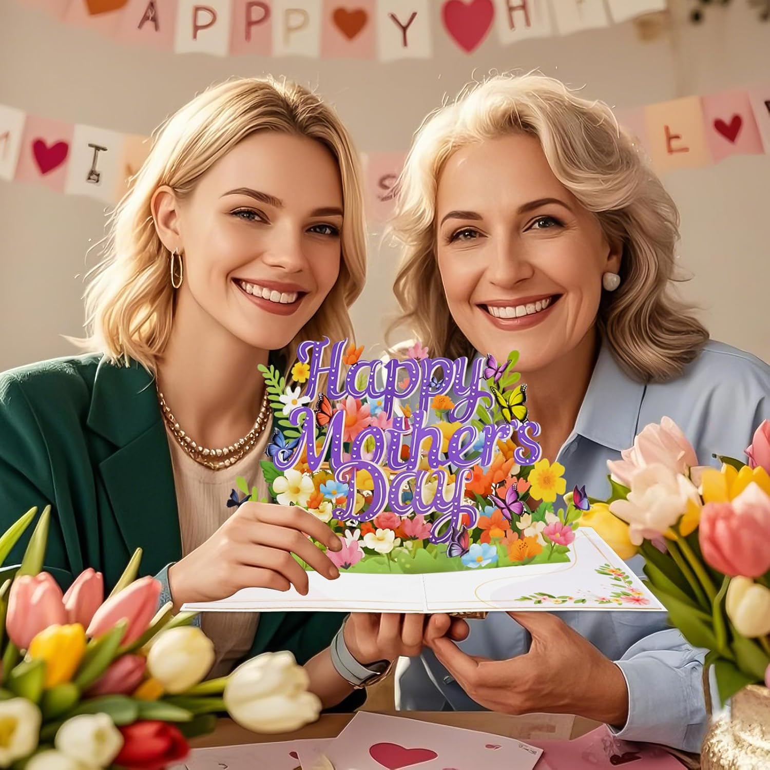 Mothers Day Pop Up Card For Mom, Happy Mothers Day 3D Floral Flower Pop Up Greeting Card With Envelope - 8"X6" Handcrafted Mother'S Day Cards Gift For Grandma Women Wife