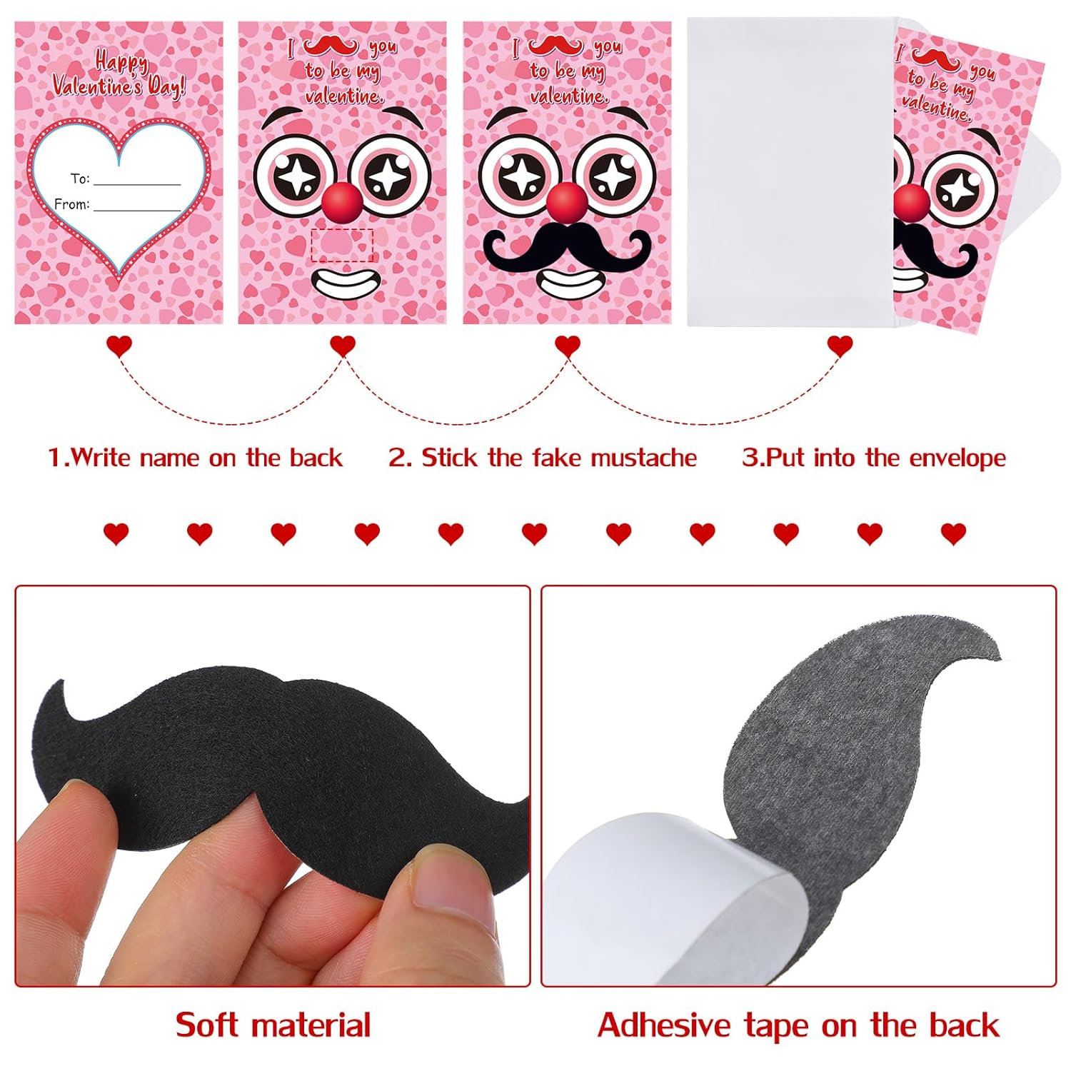 36 Set Valentines Day Gifts For Kids Valentine'S Cards With Funny Mustaches And Envelopes For Kids Classroom School Exchange Gift Valentines Party Favors
