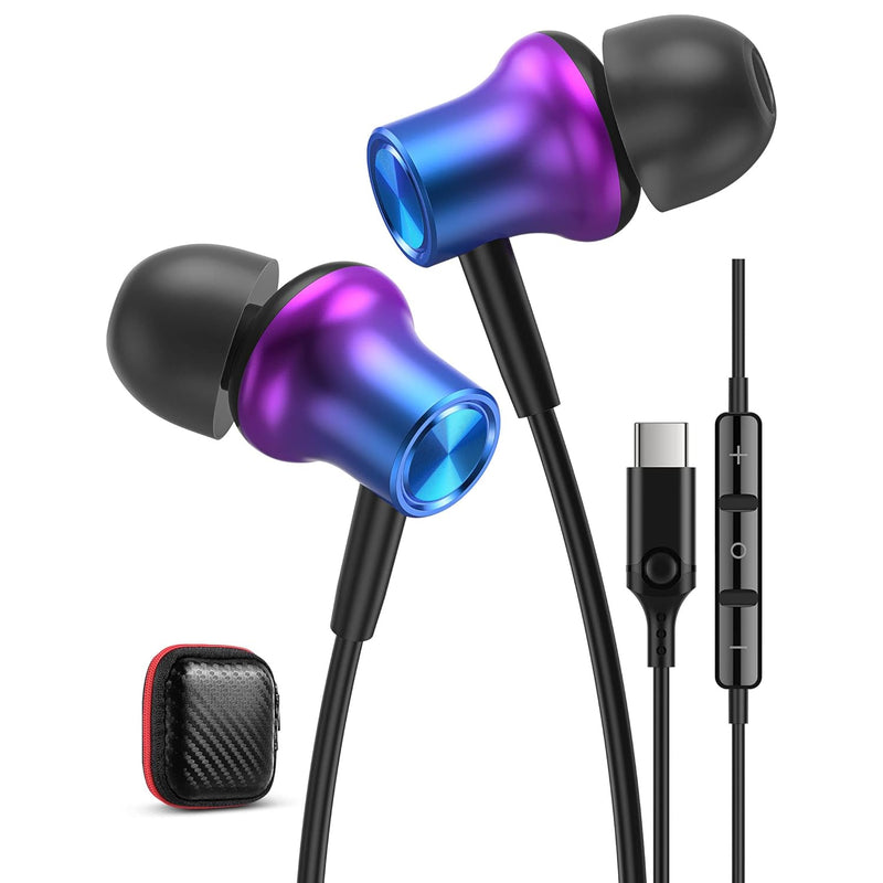 Usb C Headphones Earbuds For S23 Ultra Hifi Stereo Bass Magnetic Wired Ear Bud