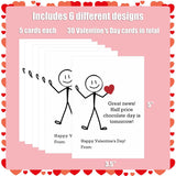 Pack Of 30 The Office Valentines Day Card, 6 Assorted Designs Of Stick Figure Humo Valentine Cards, Valentine'S Day Party Supplies, Office Valentines Day Gifts For Coworkers Employee Manager Boss,3