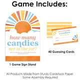 Big Dot of Happiness Retro Sunshine How Many Candies are in The Jar, Boy Boho-Themed Here Comes The Son Baby Shower Game, Candy Guessing Party Activity - 1 Paper Stand and 40 Cards