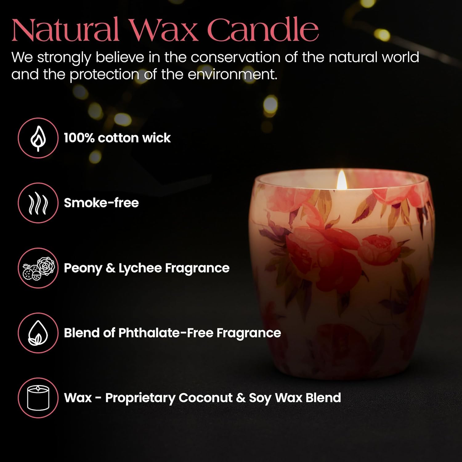 Luxury Love Candle Gifts For Women - Peony & Lychee Scented - Natural Soy Coconut Wax Blend - Elegantly Gift Packaged - 50-Hour Smoke-Free Burn Time