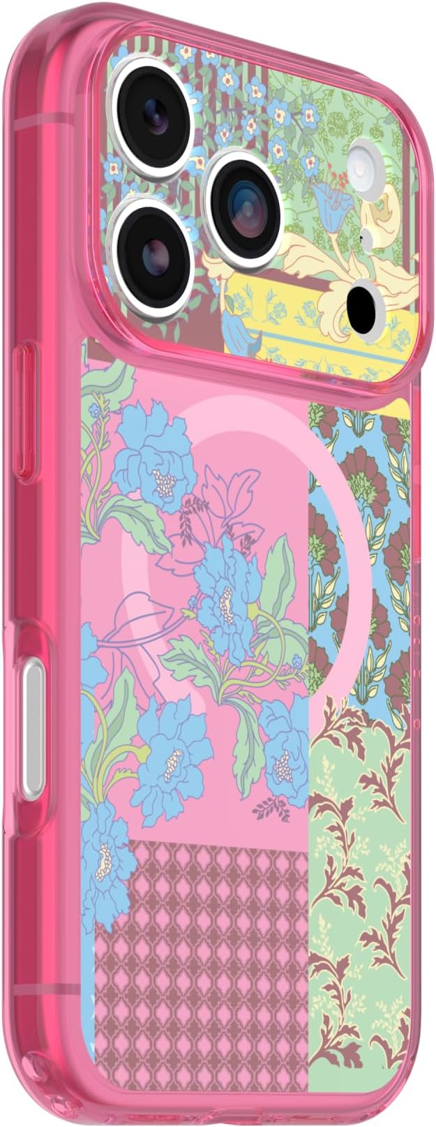 iPhone 17 Pro Lumen Series Case Pink Floral Patchwork MagSafe Protective Cover