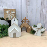 Jesus Tomb-Easter Tray Bundle Kit, Easter Tiered Tray Decor - 4 Pcs Wooden Easter Decoration, Farmhouse Rustic Tiered Tray Decor For Home Table