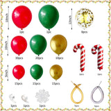 Christmas Balloon Garland Arch Kit Red Green Metallic Gold Balloons Gold Confetti With Crutch Foil Balloon Long Twisting Balloons Xmas Party New Year Decorations Set