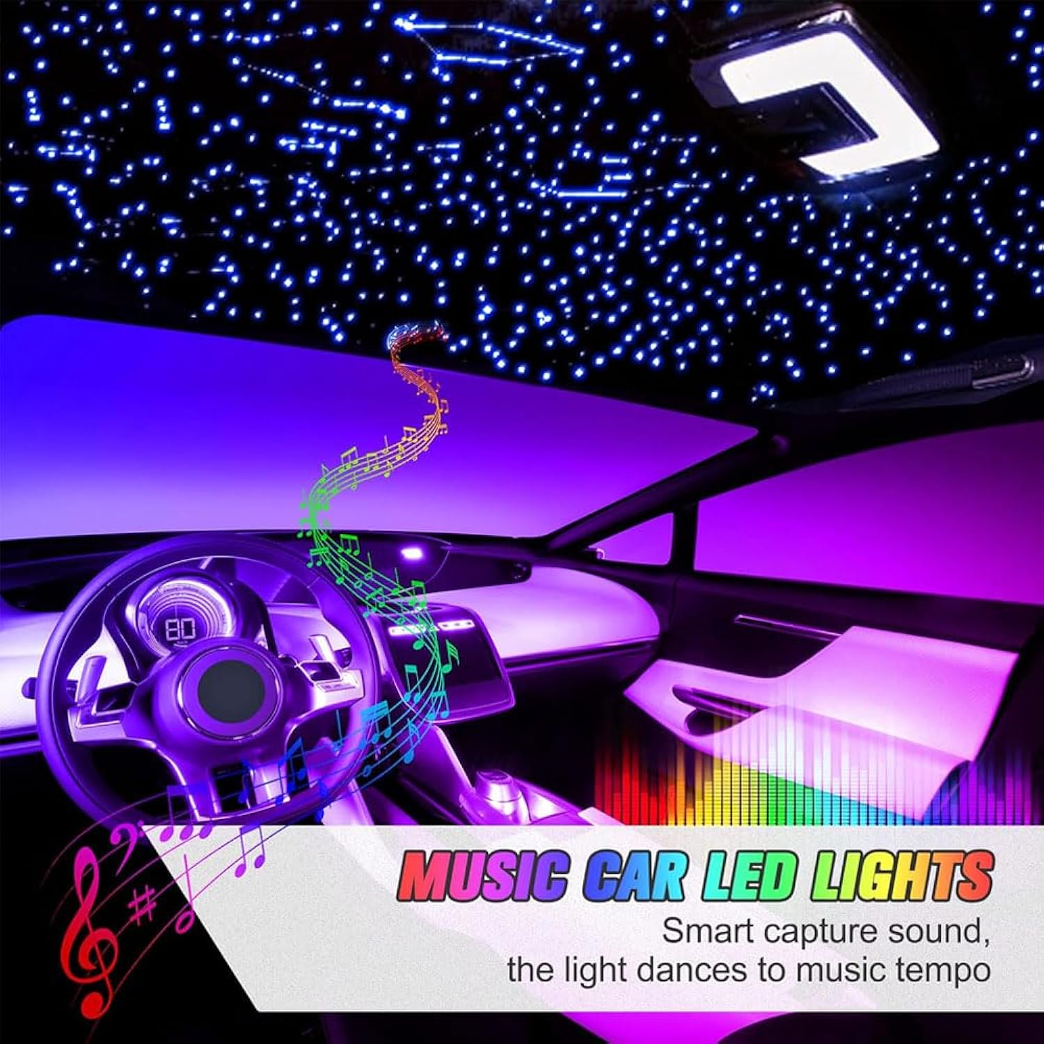 Twinkle Starlight Headliner Light,32W 1000Pcs 13.1Ft Led Star Ceiling Fiber Optic Light Kit App/Remote Control For Car/Home/Party