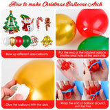 Christmas Balloon Garland Arch Kit, 202 Pcs Xmas Red White Green Gold Balloons With Snowman Candy Cane Santa Claus Foil Balloons For Christmas Party Decorations