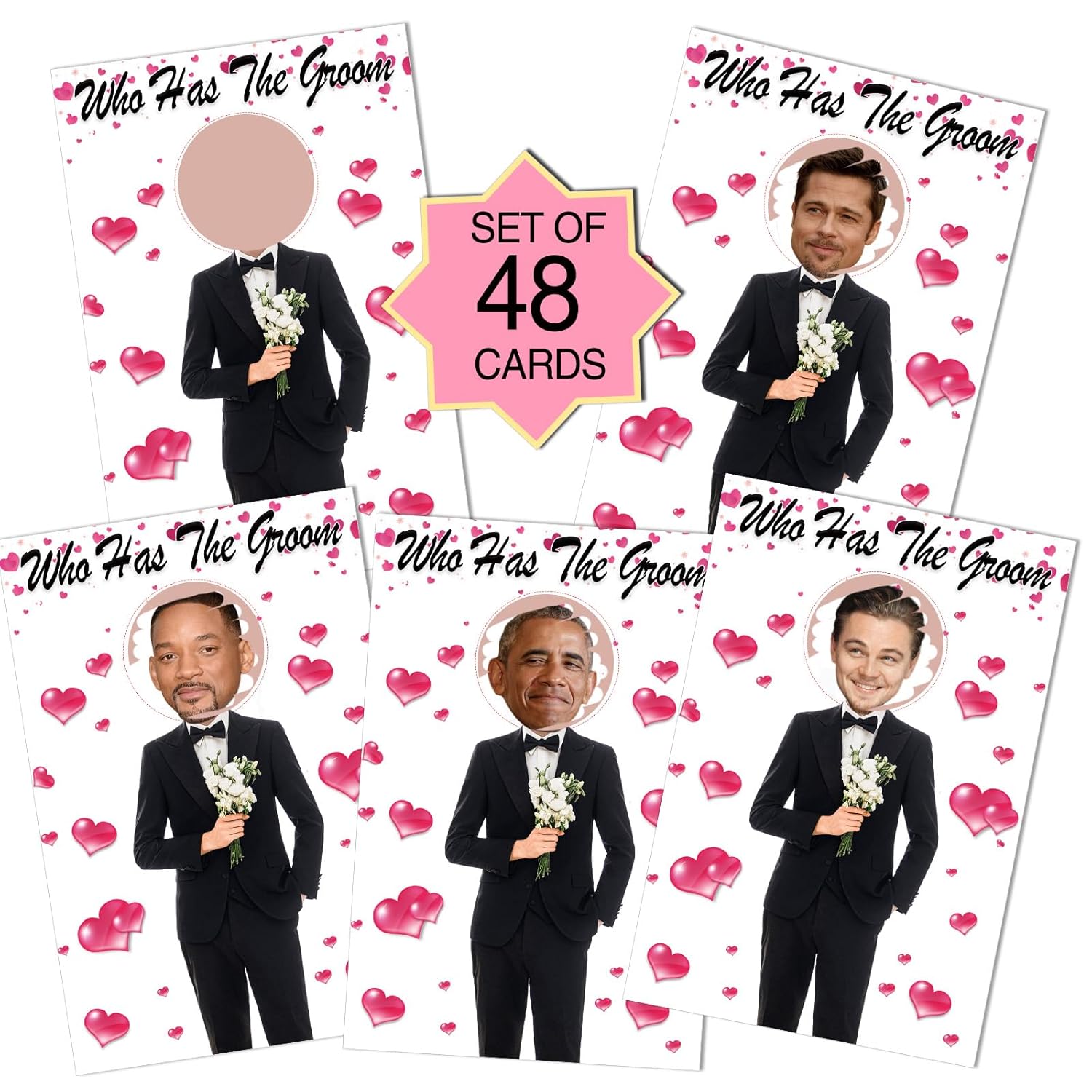 Bridal Shower Games Scratch Off Cards Kit-Funny Who Has The Groom Game,Floral Celebrity Cards For 48 Guests, Bachelorette Party & Wedding Shower Activities (6X4Inch)
