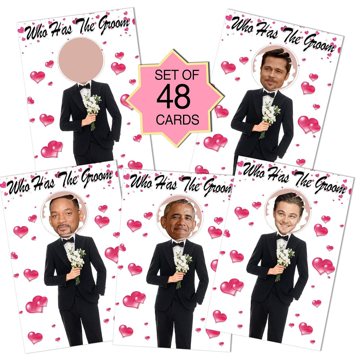 Bridal Shower Games Scratch Off Cards Kit-Funny Who Has The Groom Game,Floral Celebrity Cards For 48 Guests, Bachelorette Party & Wedding Shower Activities (6X4Inch)