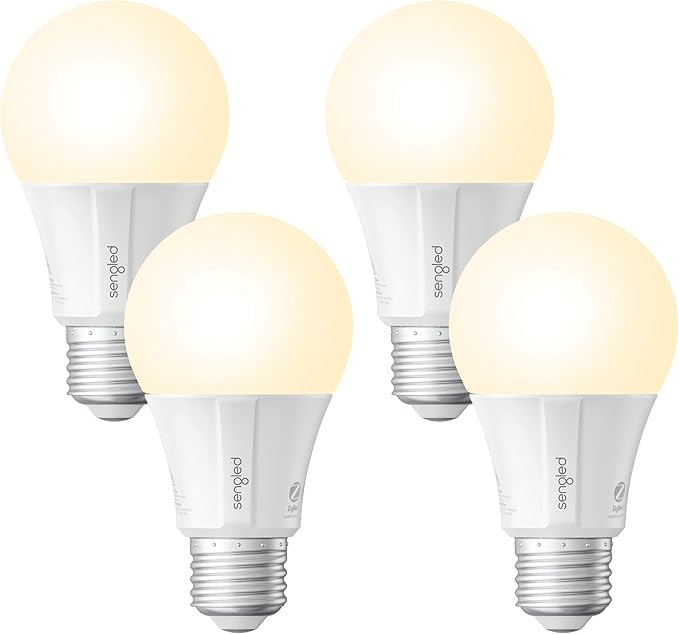 Zigbee Smart LED Bulbs A19 4 Pack 60W Equivalent Soft White Works with Alexa SmartThings Hub Required