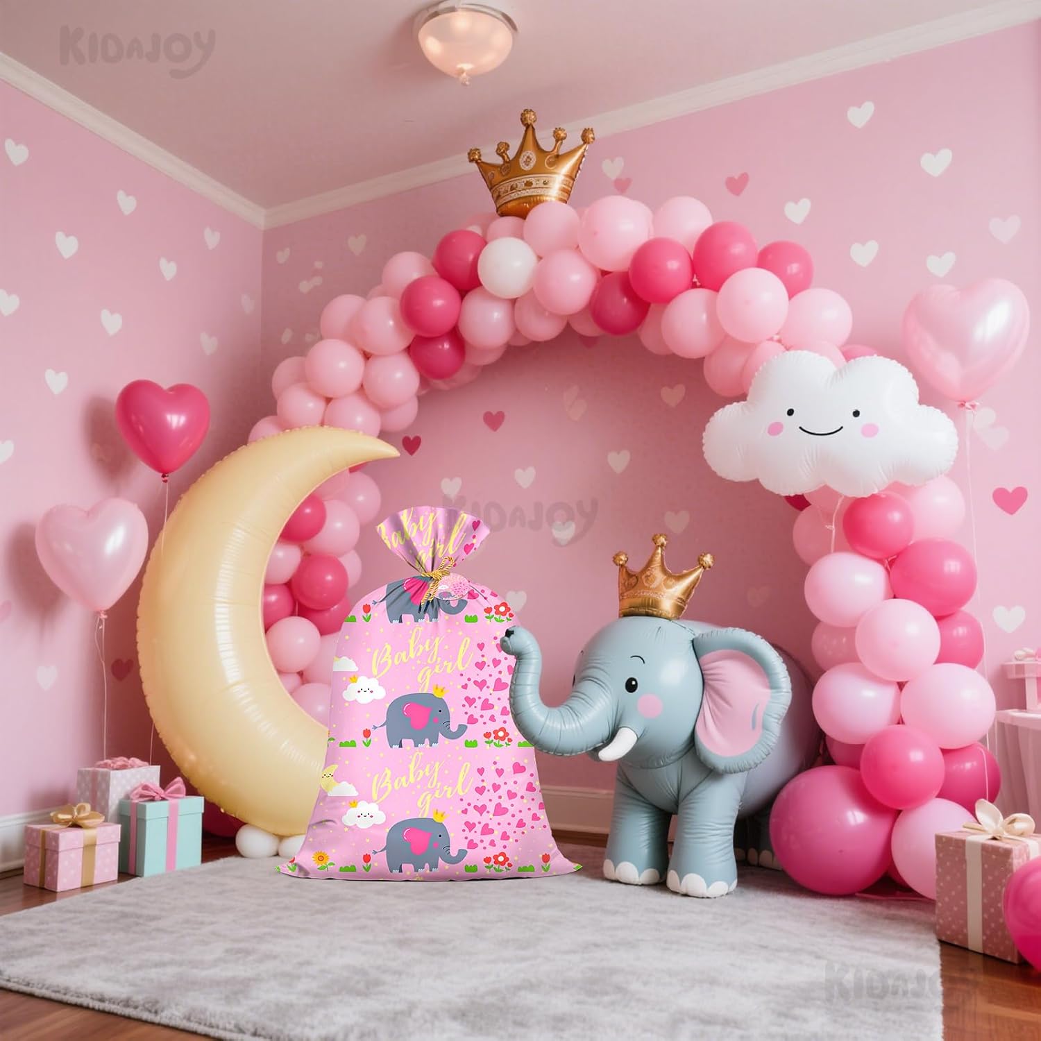 Extra Large Pink Elephant Baby Shower Plastic Gift Bags 36X56 Inch Jumbo Baby Girl Gift Bag Elephant Themed Girl Kids Gender Reveals New Parent Party Favors