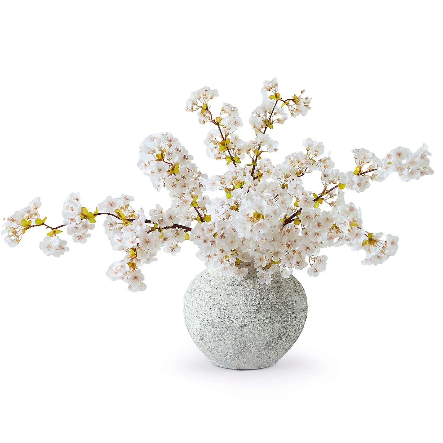 3Pcs Artificial White Cherry Blossom Branches 40" Fake Silk Cherry Blossoms Flowers With Long Stem For Wedding Decorations Table Centerpieces Vase Arrangement Home Decor (White)