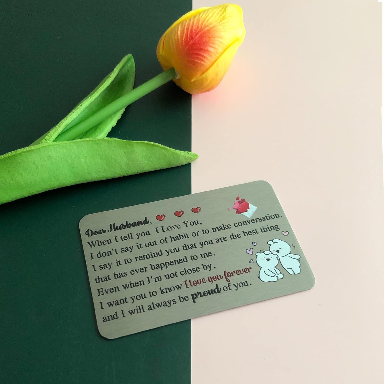 Husband Wallet Insert Card My Man Birthday Greeting Cards Soulmate Wedding For Him Valentines Day Romantic Love Pocket Card Christma Retirement Personalized Stainless Steel Keepsakes