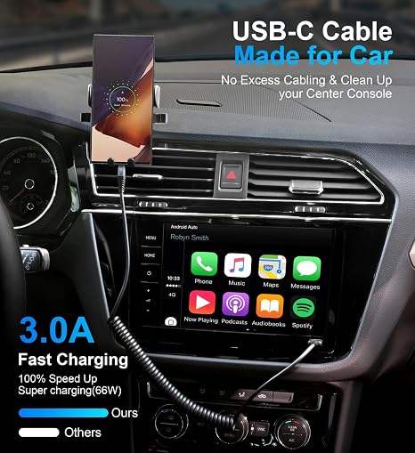 2 Pack 3FT Coiled USB A to USB C Fast Charging Cable for iPhone 17 16 15 Samsung Galaxy