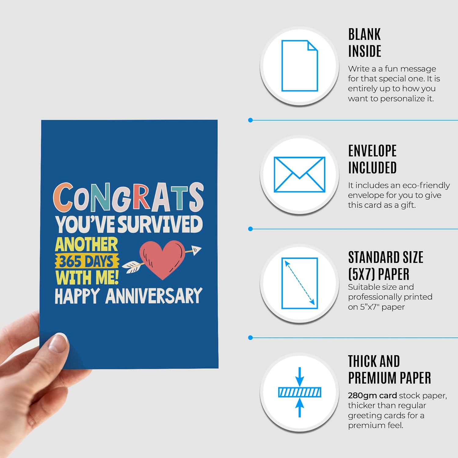 Funny Anniversary Card For Him Or Her | Original Anniversary Present For Husband, Wife, Girlfriend, Boyfriend | Joke Card For Valentine'S Day For Men Or Women | Congrats
