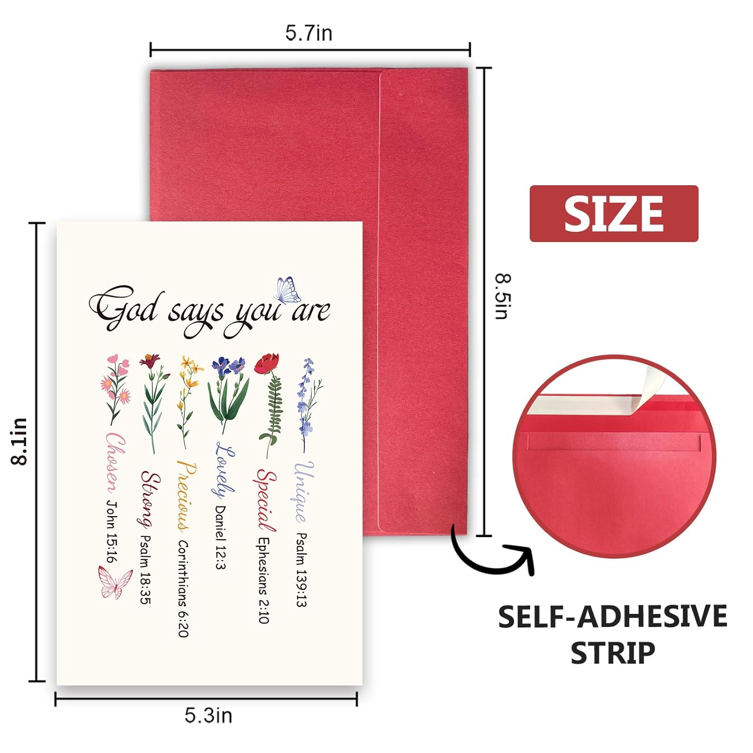 Christian Encouragement Card For Women Her, Inspirational Bible Verse Card With Floral, Christian Gift For Birthday, Graduation, Faith Milestones & Church Fellowship Occasions