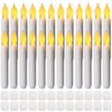 24 Pack Halloween Hanging Floating Led Taper Candles Battery Operated, Flameless Flickering Electric Fake Tapered Candles Bulk For Window Chandelier Christmas Table Home Party Decorations
