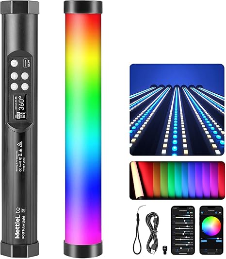 TLX1 RGB Tube Light Portable LED Video Light with App Control Rechargeable Magnetic Design