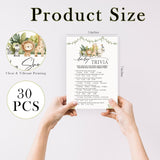 Safari Animals Baby Shower Game Cards, Woodland Theme, 30 Trivia Games With Answer Card