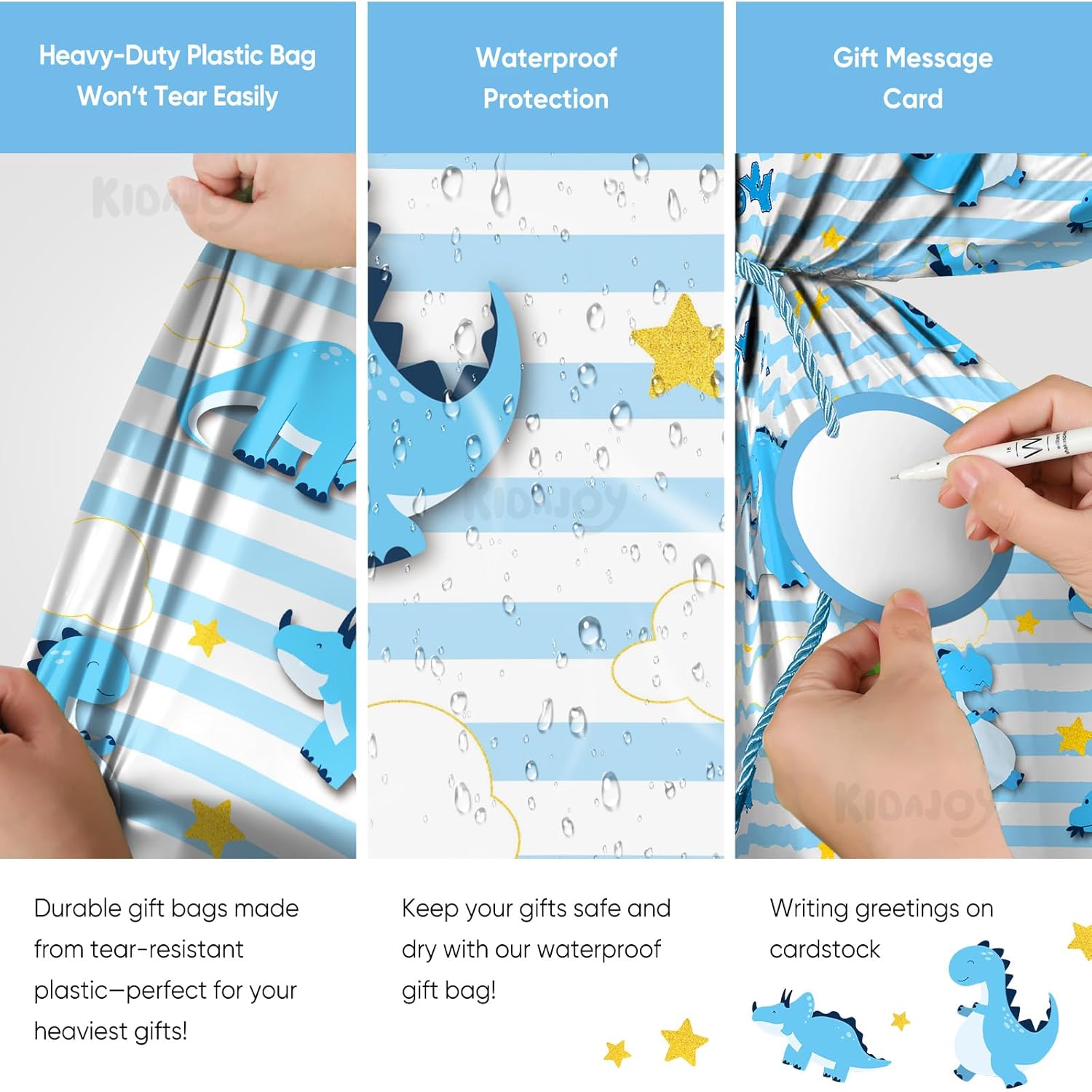 Extra Large Dinosaur Baby Shower Plastic Gift Bags Boys Jumbo Blue Dinosaur Present Gift Bag Dino-Themed Newborn Party Favors Supplies Decorations 56 * 36 Inch