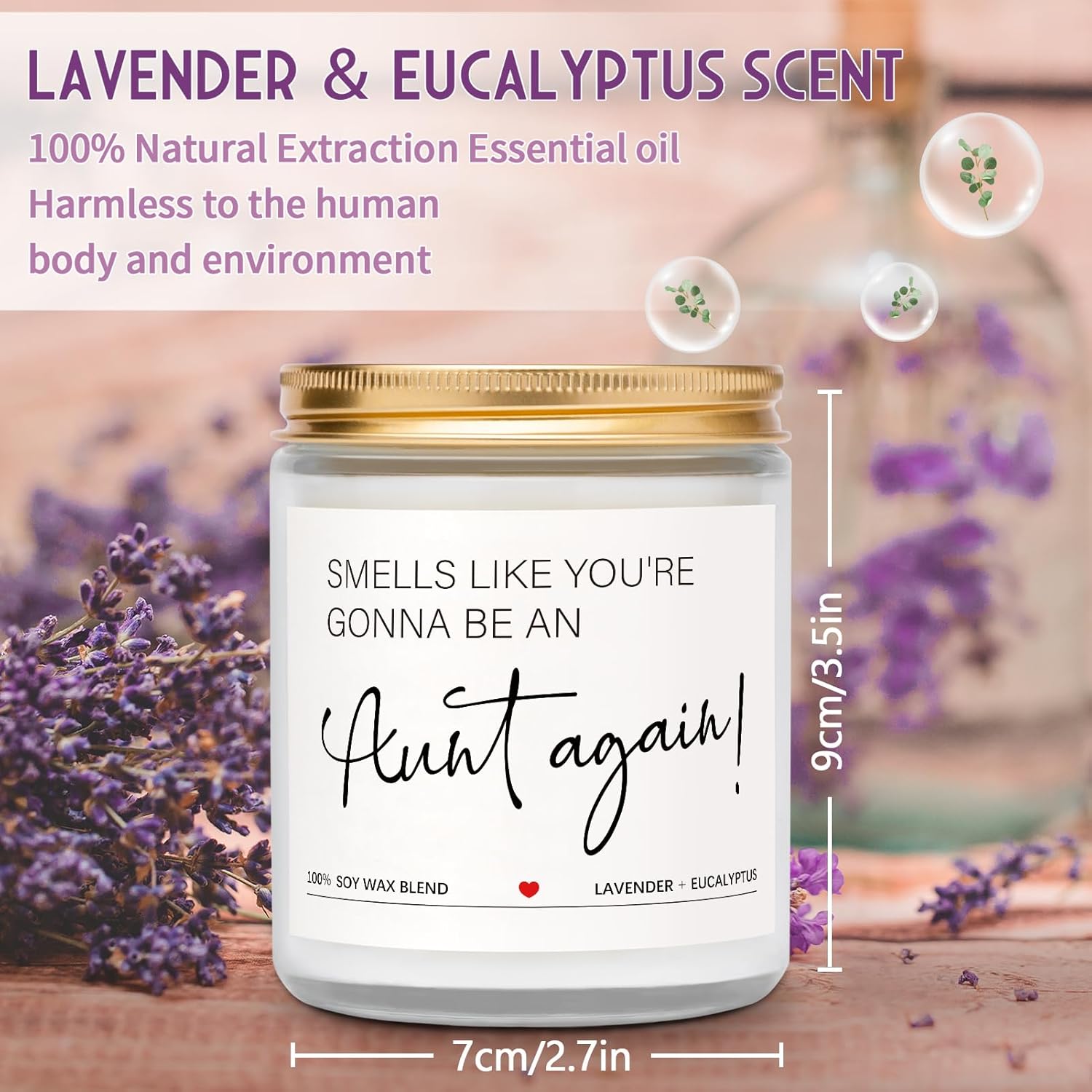 Pregnancy Announcement For Aunt, Baby Announcement Gifts - Lavender Candles, Baby Reveal Gifts For Auntie, Sister, Friend, Promoted To Aunt Ideas