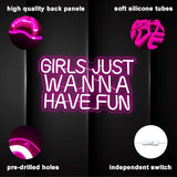 Girls Just Wanna Have Fun Neon Sign Pink USB LED Wall Light for Teen Bedroom Wedding Party Decor