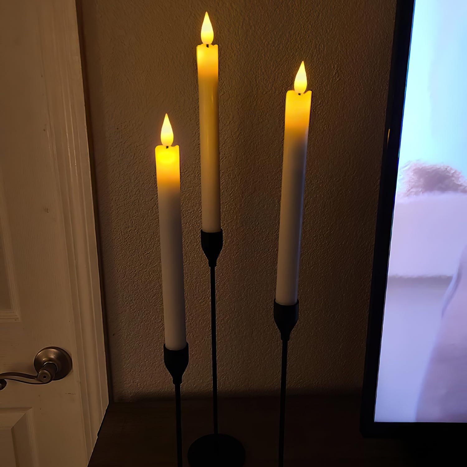 Real Wax Flameless Taper Candles, 9.6 Inches Led Candlesticks With 3D Wick, Flickering Flame Battery Operated Candles For Wedding Christmas Decor, 6Pcs