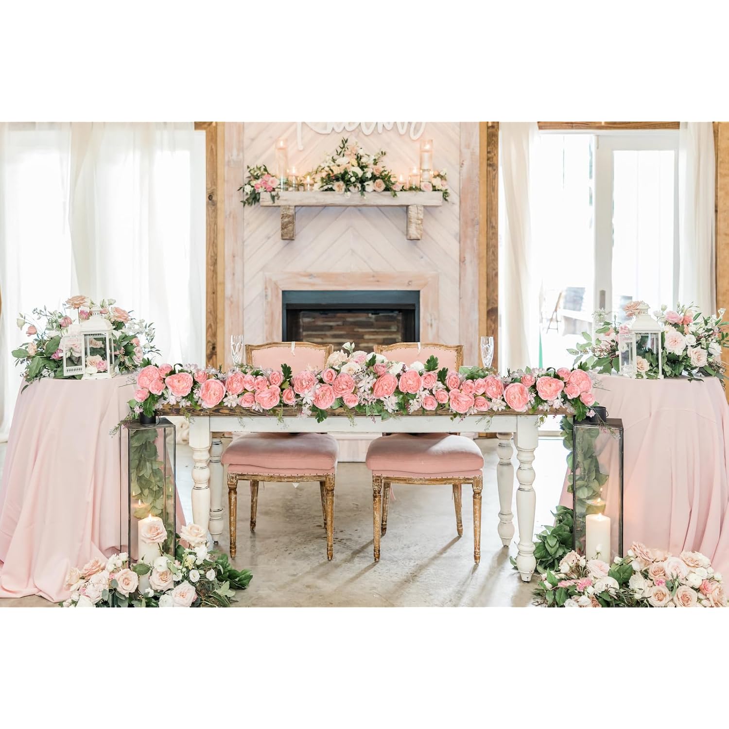 2Pack Artificial Peony Flower Garland - Silk Peony Garland With Pink Flowers For Wedding Party Table Decoration,6Ft/Strand