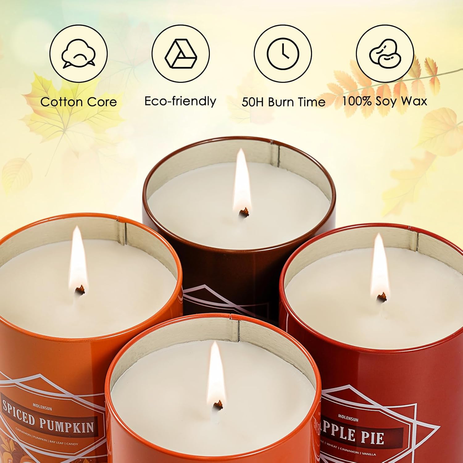 Valentine'S Day Gifts For Women Men, Winter Scented Candle Set – 36Oz (4×9Oz) Soy Candles With Cozy & Warm Seasonal Scents Of Pumpkin Spice/Cinnamon Clove/Apple Pie/Hello Fall