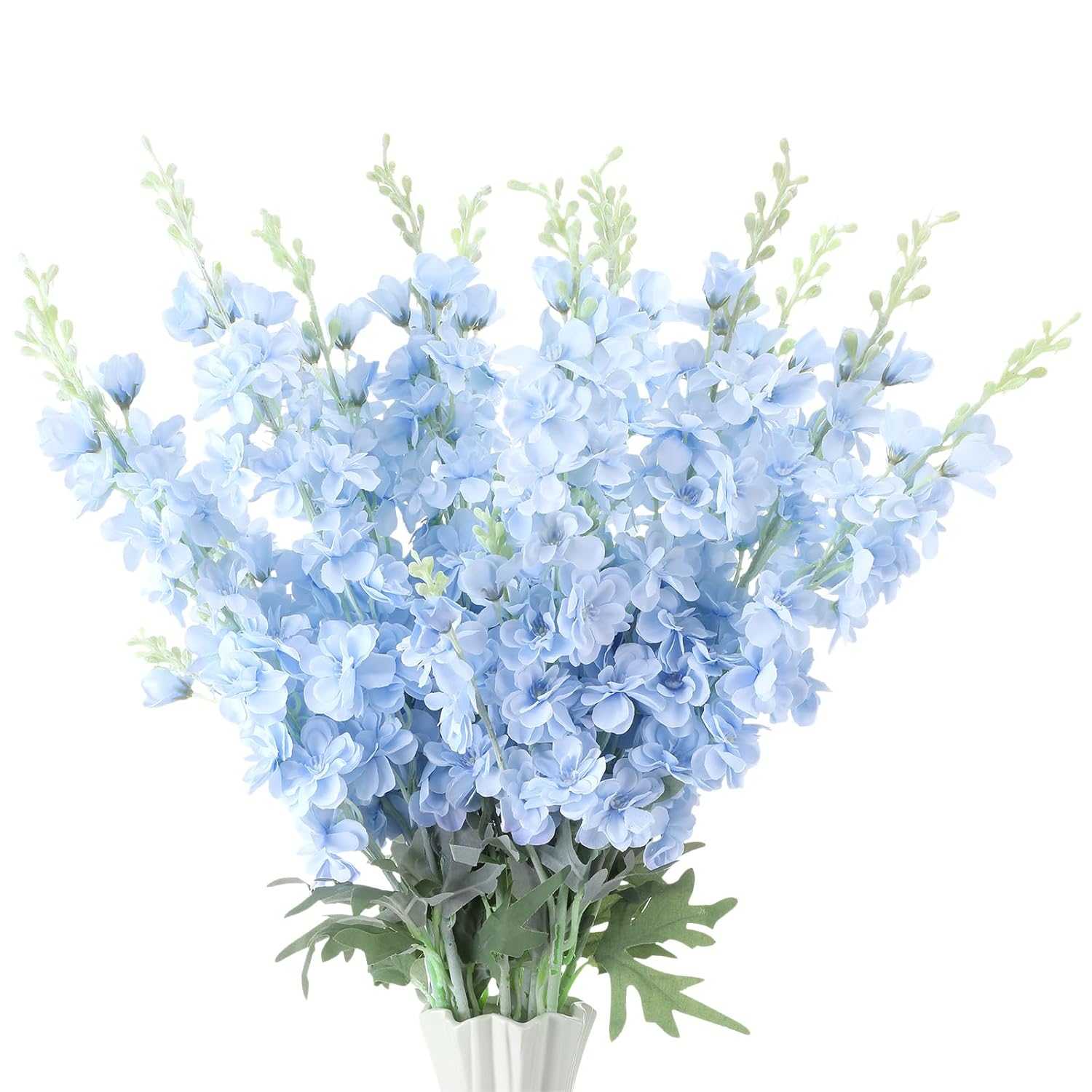 24 Pcs Delphinium Artificial Flower 35.4'' Long Larkspur Stem Fake Faux Silk Flowers Bulk For Tall Vase Floral Arrangements Home Centerpiece Table Wedding Decor (Blue)