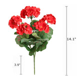 Artificial Flowers Geranium Bush Begonia Silk Flowers For Outdoor Indoor Artificial Plant Flowers For Patio Lawn Garden Decor (4Pcs Red)