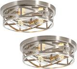 2 Pack 13 Inch Brushed Nickel Ceiling Lights 3 Light Modern Flush Mount Fixtures