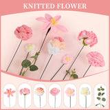 Crochet Flower Bouquet, Handmade Bouquet Of Flowers, Pink Knitted Flowers For Birthday Party Wedding Anniversary Mother'S Day Graduation Gifts(Pink)