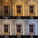 20 Pack 4 Inch LED Recessed Ceiling Lights with Night Light 5CCT Selectable Ultra Thin Canless Wafer Downlight 9W Dimmable 2700K to 5000K 750LM Energy Saving Ceiling Lighting Fixtures