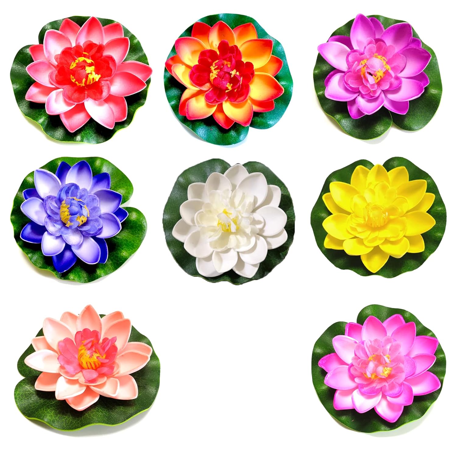 8 Pcs Realistic Lily Artificial Water Floating Foam Lotus Flowers Floating Pond Decor For Pond Pool Aquarium Water Decoration